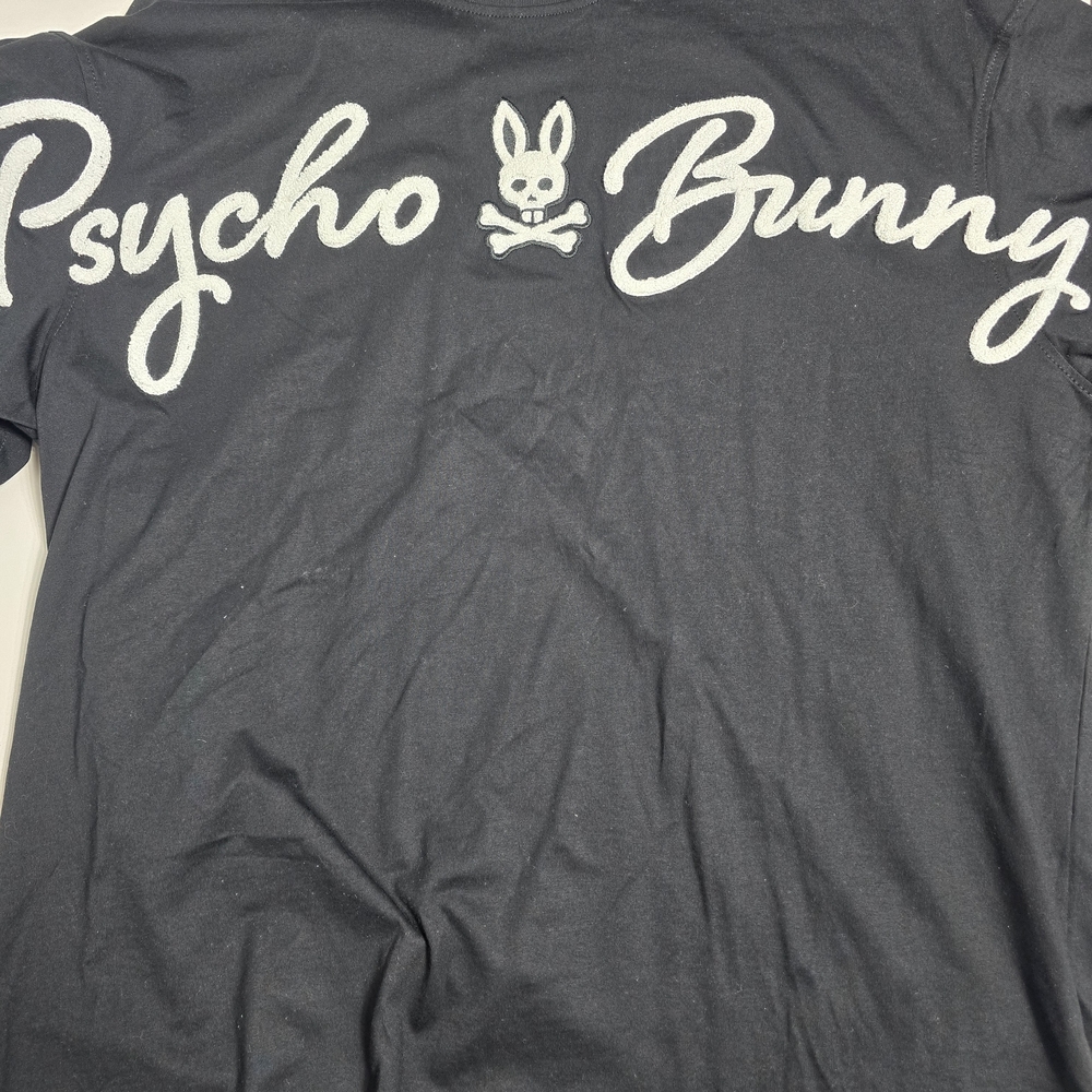 Psycho Bunny Black Tee with White Script Logo - Picture 3 of 8